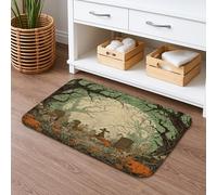 Tappetino da bagno per cimitero di Halloween, ad asciugatura rapida, con zucca spettrale e albero, assorbente, antiscivolo, in flanella, lavabile, per bagno, WC, decorativo, 50 x 81 cm