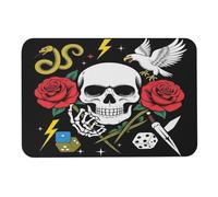 Tappetino da bagno pieghevole vintage con coltello a forma di serpente, aquila selvatica, rosa e teschio, tappetini da bagno facili da pulire, tappeto da bagno per a, casa, camera da letto, cucin