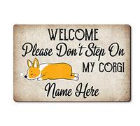 Tappetino da Bagno Please Don't Step On My Corgi Zerbino da Interni Moderno Tappeti Lavabile Tappeto Ingresso per Balcone Cucina Giardino 40X60 CM