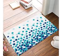 Tappetino da Bagno Polka Dots Teal Blue Zerbini Resistente Tappeti Resistente Sporco Zerbino da Interni per Giardino Bagno Cucina 40X60 CM