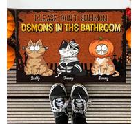 Tappetino Da Bagno Resistente Tappeti D'Ingresso Divertenti Tappeto Ingresso Casa Per Camera Letto Balcone Terrazzo 40X60Cm Per Favore Non Evocare Demoni Nel Gatto Del Bagno