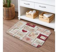 Tappetino da bagno romantico patchwork ad asciugatura rapida, vintage lettere d'amore, assorbente, antiscivolo, tappetino da doccia decorativo lavabile per San Valentino, per bagno, WC, 50 x 81 cm