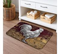 Tappetino da bagno rustico con gallo ad asciugatura rapida, in stile vintage in stile rustico, assorbente, antiscivolo, in flanella, decorativo, lavabile, per bagno, WC, 40,6 x 61 cm