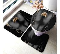 Tappetino da Bagno Set African American Woman Afro Girl Gold Black Set Tappeti Bagno 3 Pezzi Morbido Zerbino Assorbente Tappetini per Camera Camera da Letto Interno