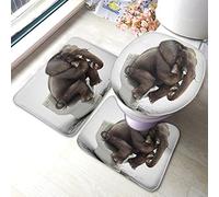 Tappetino da Bagno Set Funny Elephant The Elephant Sitting On The Toilet Set Tappeti Bagno 3 Pezzi Morbido Tappetini Assorbente Zerbino per Interno Camera da Letto Camera