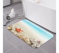 Tappetino da bagno Summer Beach Starfish Seashell Sand Sea Terra di diatomee Tappetino da a super assorbente Asciugatura rapida, antiscivolo Tappetino da bagno a basso profilo Tappeto da bagno