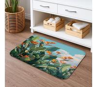 Tappetino da bagno tropicale floreale ad asciugatura rapida, vivace uccello del paradiso foglia, tappetino da doccia assorbente, antiscivolo, in memory foam, lavabile, per bagno, WC, decorativo, 50 x
