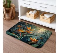 Tappetino da bagno tropicale floreale ad asciugatura rapida, vivace uccello del paradiso natura, assorbente, antiscivolo, tappetino da doccia decorativo estivo, in memory foam, lavabile, per bagno, WC