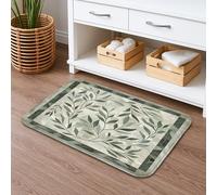 Tappetino da bagno verde a foglia ad asciugatura rapida, elegante tappetino da doccia assorbente, antiscivolo, in memory foam, lavabile, per bagno, WC, decorativo, 40,6 x 61 cm