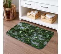 Tappetino da bagno verde edera, ad asciugatura rapida, design con foglie ispirate alla natura, assorbente, antiscivolo, in memory foam, lavabile, per bagno, WC, decorativo, 50 x 81 cm
