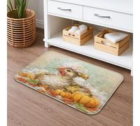 Tappetino da bagno vintage con bolle di pollo, zucca autunnale, antiscivolo, antiscivolo, accogliente tappetino da bagno lavabile in memory foam per la decorazione della casa autunnale 50 x 81 cm