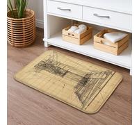 Tappetino da bagno vintage con disegno di schizzo architettonico, assorbente, antiscivolo, tappetino da doccia, classico in memory foam, lavabile, per bagno, WC, decorativo, 50 x 81 cm