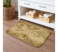 Tappetino da bagno vintage con mappa terrestre, design antico globo del mondo, assorbente, antiscivolo, tappeto da doccia classico, in memory foam, lavabile, decorazione per il bagno, 40,6 x 61 cm