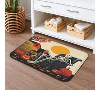 Tappetino da bagno vintage con scheletro, zucca autunnale, antiscivolo, tappetino da doccia, decorativo in flanella, lavabile, per bagno, WC, 40,6 x 61 cm