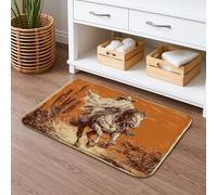 Tappetino da bagno vintage Cowboy ad asciugatura rapida, paesaggio con cavallo occidentale, assorbente, antiscivolo, in flanella rustica, lavabile, tappeto da bagno per bagno, WC, decorativo, 40,6 x
