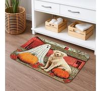 Tappetino da bagno vintage fantasioso ad asciugatura rapida, tappetino da doccia antiscivolo con zucche di Halloween fantasma, accogliente tappeto da bagno in flanella lavabile, per bagno, WC