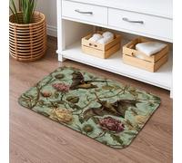 Tappetino da bagno vintage floreale, ad asciugatura rapida, con pipistrelli e rose antiche, assorbente, antiscivolo, in flanella medievale, lavabile, per bagno, WC, decorativo, 50 x 81 cm