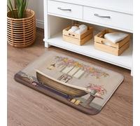 Tappetino da bagno vintage floreale ad asciugatura rapida, design rustico con fiori, assorbente, antiscivolo, in memory foam, lavabile, per bagno, WC, decorativo, 40,6 x 61 cm