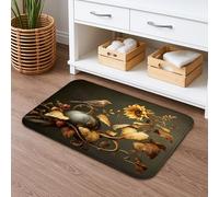 Tappetino da bagno vintage floreale ad asciugatura rapida, elegante tappetino da doccia assorbente con foglie di girasole antiscivolo, tappetino da bagno in flanella autunnale lavabile per bagno WC