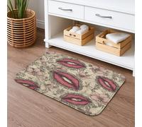 Tappetino da bagno vintage floreale bacio, retro stampa labbra assorbente antiscivolo tappetino da doccia autunno memory foam lavabile tappeto da bagno per bagno WC decorativo 40,6 x 61 cm