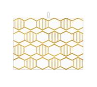 Tappetino da bar con motivo geometrico a scacchi e trama dorata, scolapiatti curvo, facile da usare, 18 x 24 pollici
