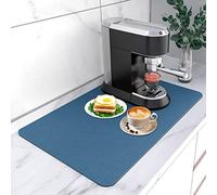 Tappetino da caffè 40x60cm, Tappetini di asciugatura per la Counter Assorbente Caffè Bar Mat accessorio da cucina Anti Spill Mat Gomma Backed Fit Sotto Caffettiera Macchina Espresso Rack (Blu)