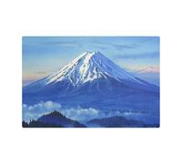 Tappetino da caffè blu con paesaggio montano del fumetto per il bancone della cucina in pelle ad assorbimento rapido impermeabile Coffee Bar Mat per il
