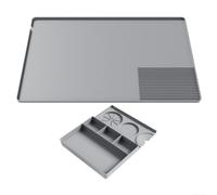 Tappetino da caffè in silicone 2 in 1 con area di sgocciolamento e tampone per pressino, base antiscivolo resistente al calore per macchina espresso (grigio)