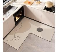 Tappetino da cucina antiscivolo in diatomite, assorbente, a forma di L, lavabile, antimacchia, design semplice, 2,70 x 70 cm, perfetto per lavabo