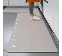Tappetino Da Cucina Antiscivolo Lavabile In Piuma, Passatoia Da Cucina Con Retro In Gomma, Tappeti Per Ingresso, Bagno, Zona Lavello Arredamento Moderno Per La Casa Facile Da Pulire, Grigio Chiaro 5