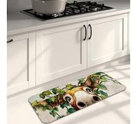 Tappetino da cucina artistico con mucca per pavimento, con foglie verdi, morbido, imbottito, confortevole, lavabile, antiscivolo, decorativo, per lavelli da cucina, lavanderia, bagno, 40,6 x 119,6 cm