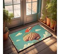 Tappetino da cucina autunnale per la crescente conoscenza del pavimento: un albero del cervello fiorisce con libri zerbino decorativo per porta d'ingresso tappeto retrò (65 x 90 cm)