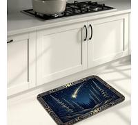 Tappetino da cucina celestiale per pavimento, cielo notturno, luna e stelle, vintage, morbido, imbottito, confortevole, lavabile, decorativo, per lavelli da cucina, lavanderia, bagno, 40,6 x 61 cm