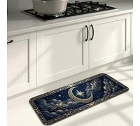 Tappetino da cucina celestiale per pavimento, cielo notturno, luna e stelle, vintage, morbido, imbottito, confortevole, lavabile, decorativo, per lavelli da cucina, lavanderia, bagno, 40 x 119 cm