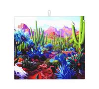 Tappetino da cucina con cactus tropicale, volpe, serpente, maiale, stampato, antiscivolo, con corda per appenderlo, 45,7 x 40,6 cm, tappetino assorbente per lavello da cucina, adatto per