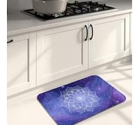 Tappetino da cucina con mandala astratto per pavimento, viola, morbido, imbottito, confortevole, lavabile, antiscivolo, decorativo, per lavelli, lavanderia e bagno, 50 x 78 cm