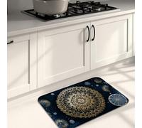 Tappetino da cucina con mandala, elegante design floreale dorato, morbido, imbottito, confortevole, lavabile, antiscivolo, decorativo, per lavelli da cucina, lavanderia e bagno, 50 x 78 cm