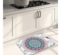 Tappetino da cucina con mandala per pavimento, con motivo colibrì colorato, morbido, imbottito, confortevole, lavabile, antiscivolo, decorativo, per lavelli da cucina, lavanderia e bagno, 50 x 78 cm