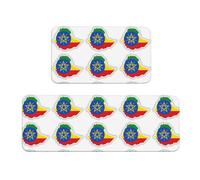 Tappetino da cucina con mappa della bandiera dell'Etiopia, 2 pezzi, tappeto in schiuma confortevole, per cucina, pavimento, casa, ufficio, antiscivolo