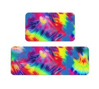 Tappetino da cucina con motivo tie dye, 2 pezzi, tappeto in schiuma confortevole, per cucina, pavimento, casa, ufficio, antiscivolo