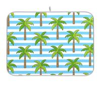 Tappetino da cucina con palma da cocco a righe bianche e blu, stuoie per asciugare i piatti, extra large, 18 x 24 cm