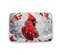 Tappetino da cucina con stampa con uccellino rosso e neve, lavabile, tappetino da doccia, tappeto per bagno, soggiorno, 50 x 40 cm, 80 x 50 cm