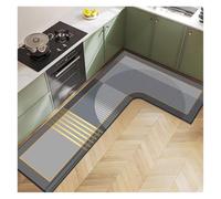 Tappetino da cucina geometrico a forma di L, resistente all'olio, lavabile, per lavanderia, 10,80 x 120 cm, design antiscivolo