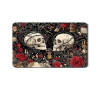 Tappetino da cucina gotico con teschio e rosa, tappetino per scolapiatti in gomma assorbente, tappetino per asciugatura cucina, caffè, bar, 30,5 x 50,8 cm
