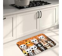 Tappetino da cucina per pavimento, con motivo gatti in stile cartone animato, morbido, imbottito, antiscivolo, lavabile, decorativo, per lavelli da cucina, lavanderia, bagno, 40,6 x 61 cm