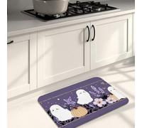 Tappetino da cucina per pavimento, motivo floreale viola, morbido, imbottito, confortevole, lavabile, antiscivolo, per lavelli, cucina, lavanderia, bagno, 50 x 79 cm