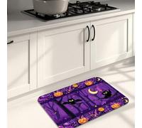Tappetino da cucina per pavimento, motivo gufi, viola, morbido, imbottito, confortevole, lavabile, antiscivolo, per cucina, lavanderia, bagno, 50 x 79 cm