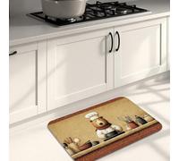 Tappetino da cucina per pavimento, motivo simpatico orso, morbido, imbottito, confortevole, lavabile, antiscivolo, per cucina, lavanderia, bagno, 50 x 79 cm