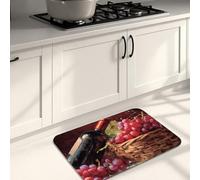 Tappetino da cucina per pavimento, stile vintage, con cestino di vino, morbido, imbottito, confortevole, lavabile, antiscivolo, decorativo, per lavelli da cucina, lavanderia e bagno, 50 x 78 cm