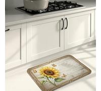 Tappetino da cucina per pavimento, stile vintage rustico floreale, morbido, estivo, imbottito, confortevole, lavabile, decorativo, per lavelli da cucina, lavanderia, bagno, 50 x 78 cm